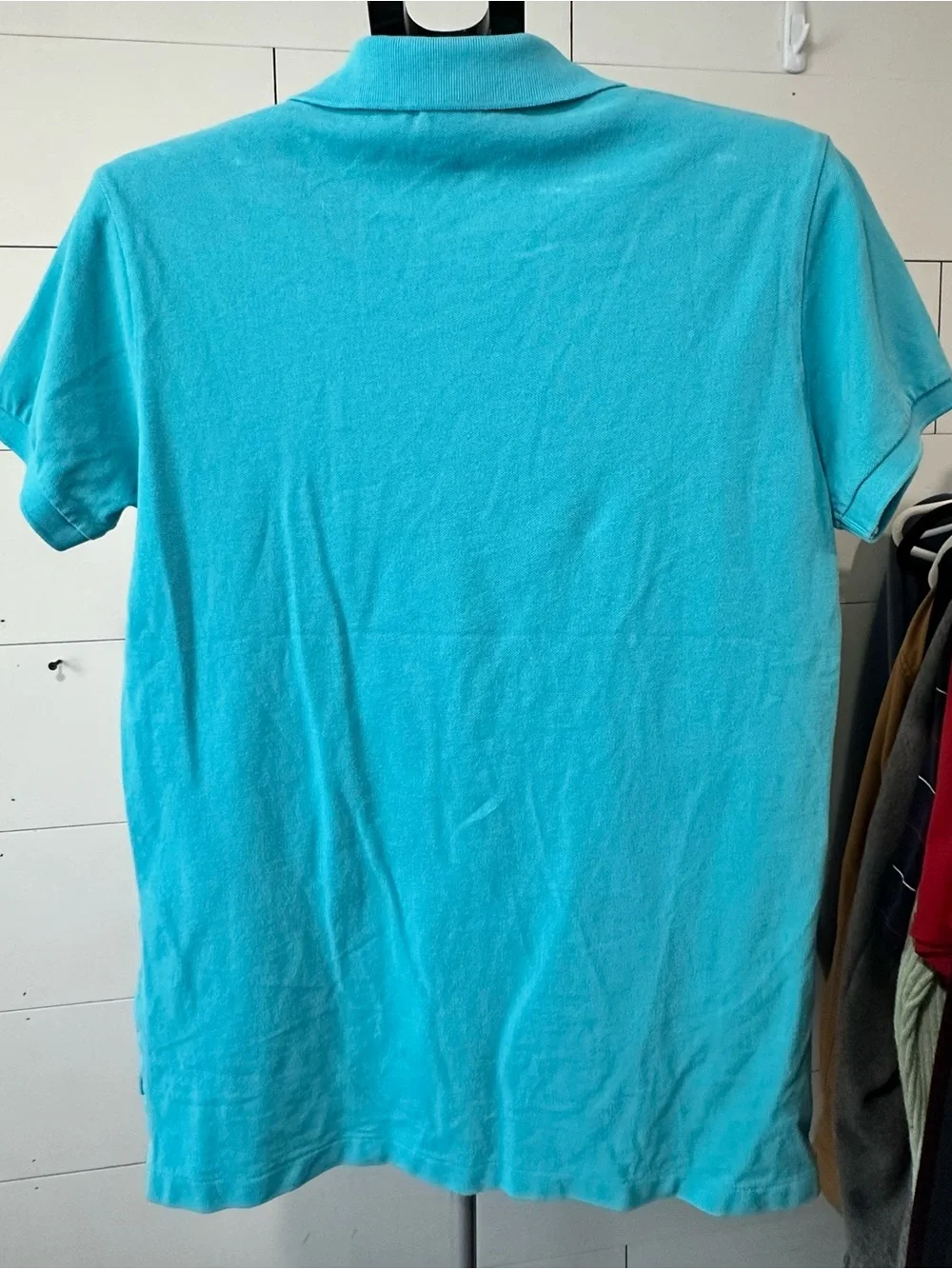 Polo Ralph Lauren Custom Fit Mesh Polo Shirt Turquoise Blue Orange Pony Sz M